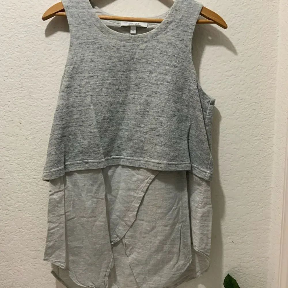 Derek Lam Scoop Neck Sleeveless gray Top